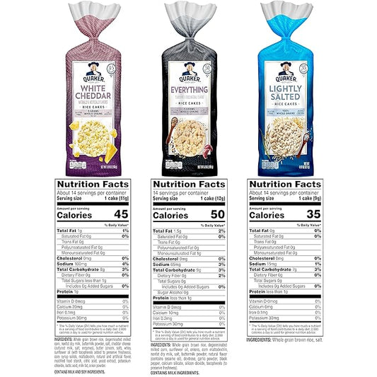 Quaker Large Rice Cakes, 3 Flavor Topper Variety Pack, Pack of 6