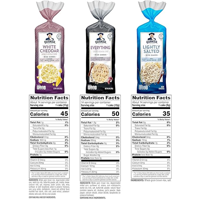 Quaker Large Rice Cakes,3 Flavor Topper Variety Pack,(Pack of 12)