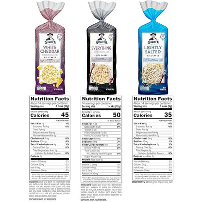Quaker Large Rice Cakes,3 Flavor Topper Variety Pack,(Pack of 12)