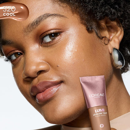L'Oreal Paris Lumi Le Glow Skin Tint, Lightweight Water-Based Tinted Serum with Foundation-Like Coverage, Glow Illuminator, Cool 320, 0.85 Fl Oz