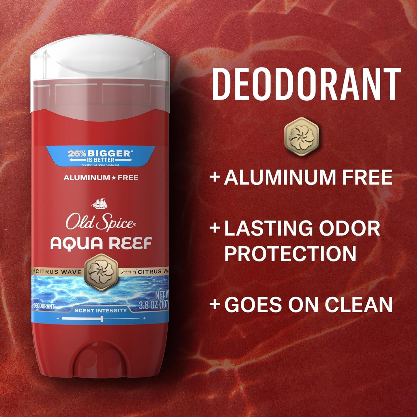 Old Spice Aluminum Free Deodorant for Men, 24/7 Odor Protection, 24/7 Freshness & Lasting Scent, Aqua Reef with Cypress Scent, 3.8 oz (Pack of 3)