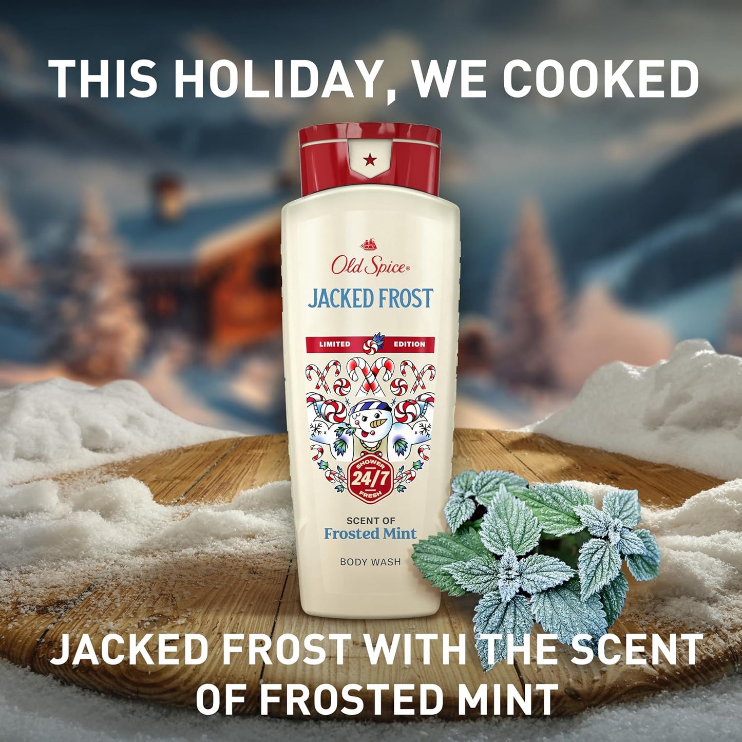 Old Spice Body Wash for Men, Holidudes Holiday Edition, 24/7 Holiday Freshness, Lasting Scent and Rich Lather, Stocking Stuffer, Jacked Frost Frosted Mint Scent, 16 oz