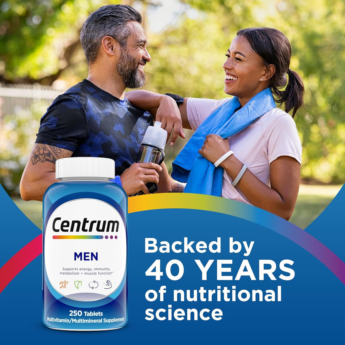 Centrum Multivitamin for Men, Multivitamin/Multimineral Supplement with Vitamin D3, B Vitamins and Antioxidants, Gluten Free, Non-GMO Ingredients - 250 Count