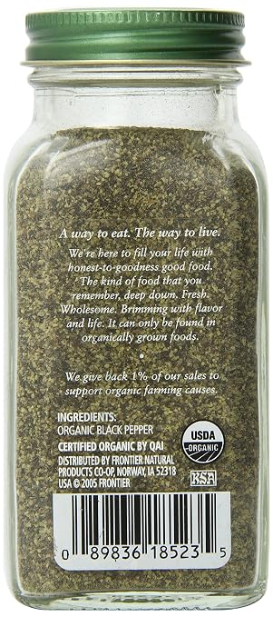Simply Organic Ground Black_Pepper, Medium Ground_Pepper, Certified Organic, Kosher, Potent_Pepper Taste, 2.31-Ounce Jar (Pack of 5)