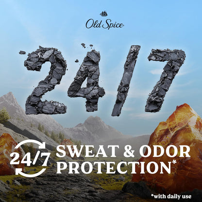 Old Spice Antiperspirant & Deodorant for Men, 24/7 Sweat & Odor Protection, 24/7 Freshness with Long Lasting Scent, Gentle on Skin, Dry Feel, Volcano with Charcoal Scent, 2.6 oz (Pack of 3)