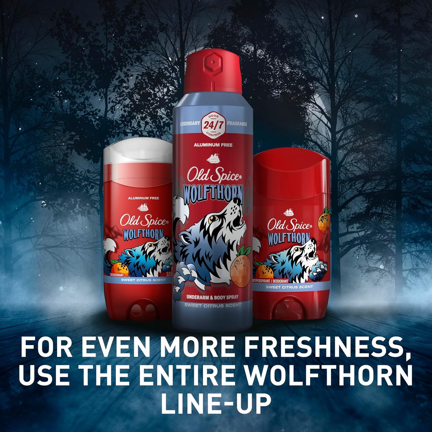 Old Spice Aluminum Free Deodorant for Men, 24/7 Long-Lasting Freshness & Scent, Long Lasting Protection to Help Fight Odors, Legendary Fragrance, Wolfthorn Sweet Citrus Scent, 3 oz (Pack of 2)