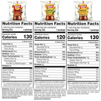 Lay's Kettle Cooked Potato Chips, Variety Pack, 0.85 Ounce (Pack of 40)