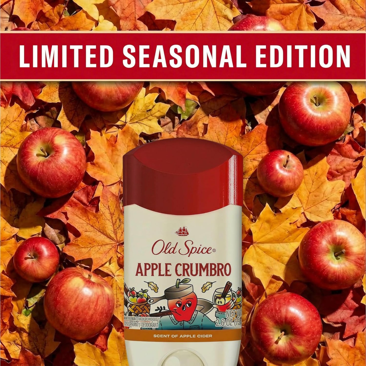 Old Spice Dry Feel Antiperspirant Deodorant for Men, Fallidudes Limited Edition, 24/7 Frightful Freshness and Odor Protection, Apple Crumbro with Apple Cider Scent, 3.0 oz