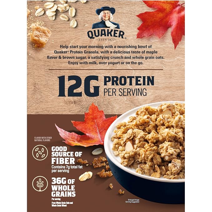 Quaker Protein Granola, Maple and Brown Sugar, 18oz