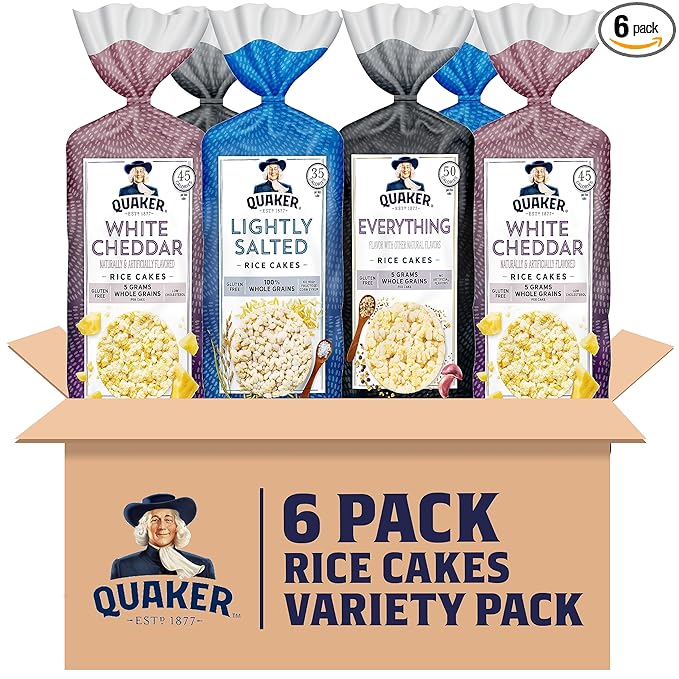 Quaker Large Rice Cakes, 3 Flavor Topper Variety Pack, Pack of 6