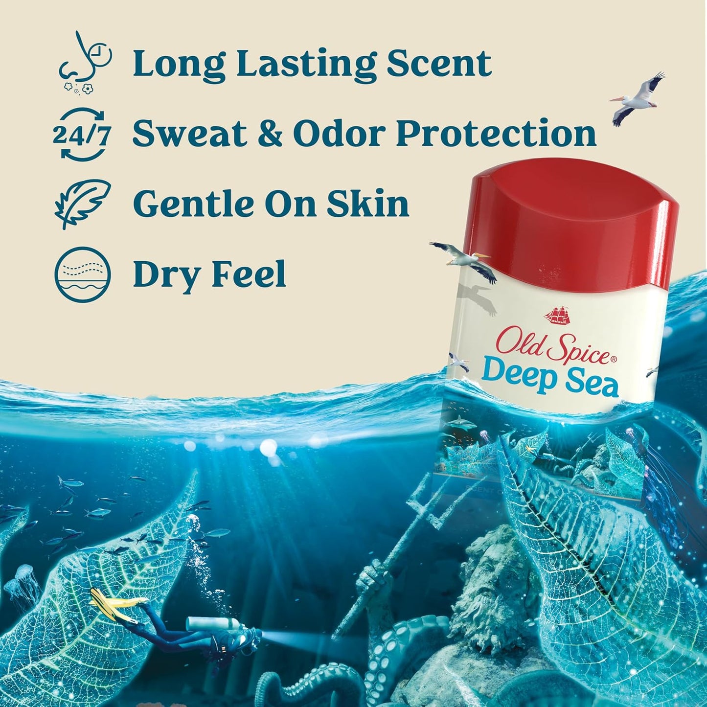 Old Spice Aluminum Free Deodorant For Men, High Endurance, 24/7 Sweat Defense & Odor Protection, 24/7 Freshness & Lasting Scent, Refresh Scent, 3.0 oz (Pack of 3)