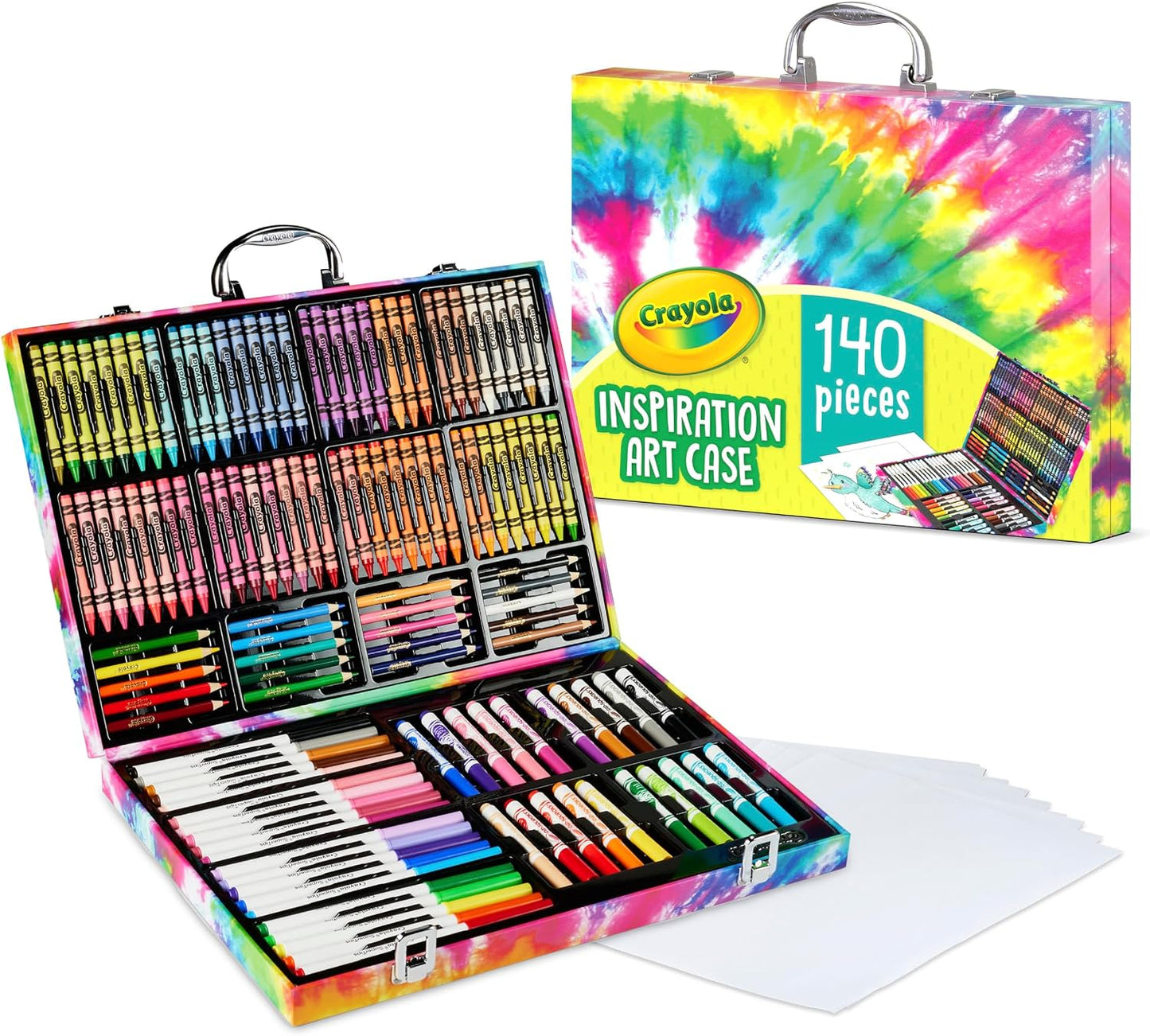 Crayola Inspiration Art Case Coloring Set - Tie-Dye (140ct), Art Supplies Set For Kids, Travel Drawing Kit, Gift for Girls & Boys, Ages 5+