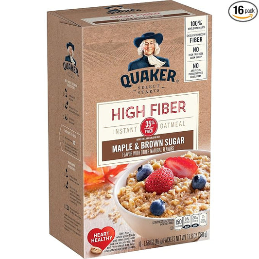 Quaker High Fiber Instant Oatmeal - Maple & Brown Sugar (2 pack)