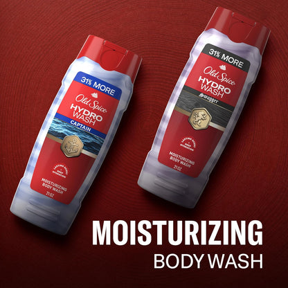 Old Spice Moisturizing Body Wash for Men, Hydro Wash, 2-in-1 Long Lasting Scent & Deep Hydration, 24/7 Shower Fresh, Swagger Scent, 16 oz