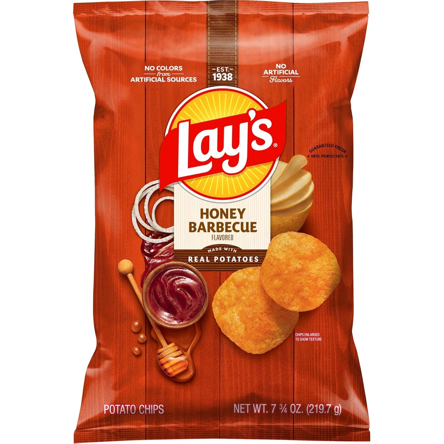 Lay's Potato Chips, Honey Barbecue Flavored Snacks, 7.75oz Bag