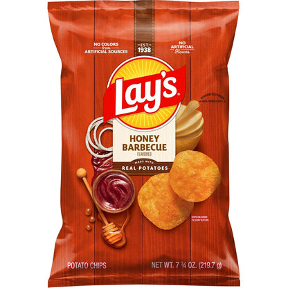 Lay's Potato Chips, Honey Barbecue Flavored Snacks, 7.75oz Bag