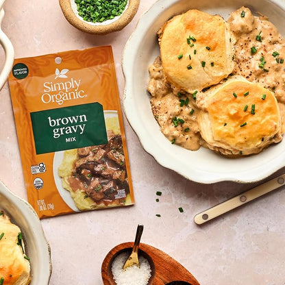 Simply Organic Brown Gravy Mix, Certified Organic, Gluten Free | 1 Ounce (Pack of 12)