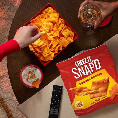 Cheez-It Snap'd Cheese Cracker Chips, Thin Crisps, Lunch Snacks, Double Cheese, 45oz Case (6 Bags)
