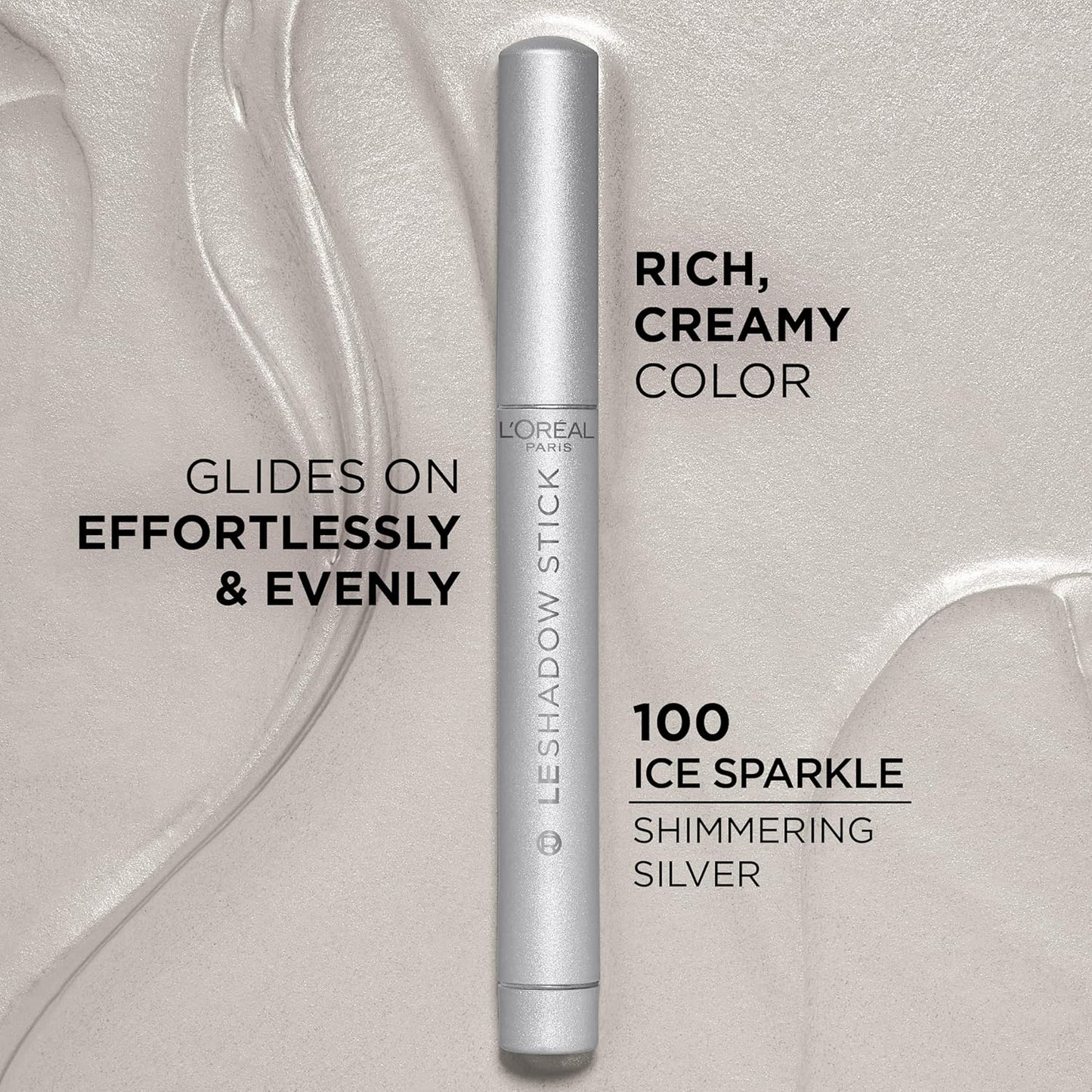 L'Oreal Paris Makeup Le Shadow Stick Eyeshadow, Blendable, Smudge-Resistant, Cream Eyeshadow, Ice Sparkle, 0.05 Oz