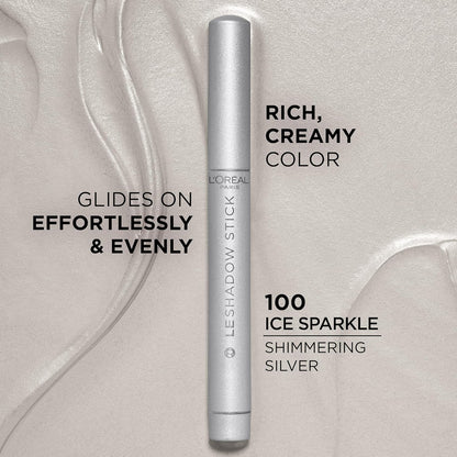 L'Oreal Paris Makeup Le Shadow Stick Eyeshadow, Blendable, Smudge-Resistant, Cream Eyeshadow, Ice Sparkle, 0.05 Oz