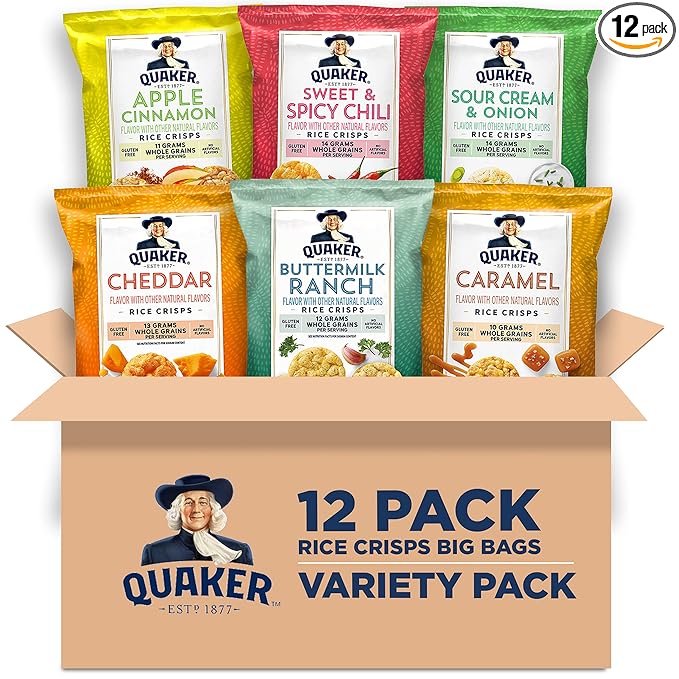 Quaker Rice Crisps, 6 Flavor Variety Pack, 12 Count
