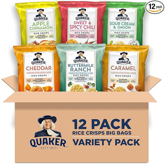 Quaker Rice Crisps, 6 Flavor Variety Pack, 12 Count