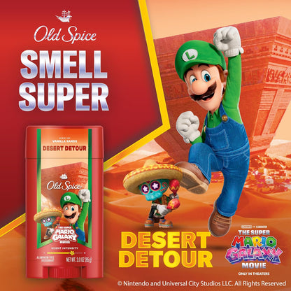 Old Spice X Super Mario, Desert Detour with Vanilla Sands Scent, Aluminum Free Deodorant + Body & Face Wash Bundle for Men, Smell Super with 24/7 Lasting Freshness & 24/7 Shower Clean (Pack of 2)