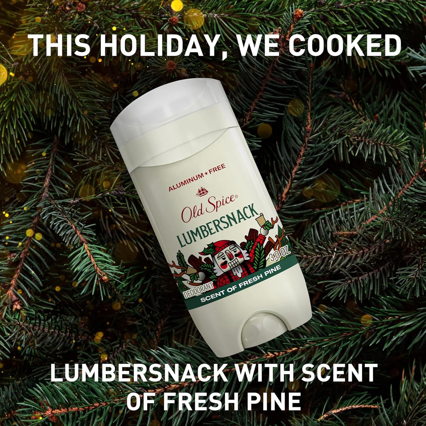 Old Spice Aluminum Free Deodorant for Men, Holidudes Limited Edition, 24/7 Holiday Freshness, Odor Protection, Stocking Stuffer, Lumbersnack with Fresh Pine Scent, 3.0 oz