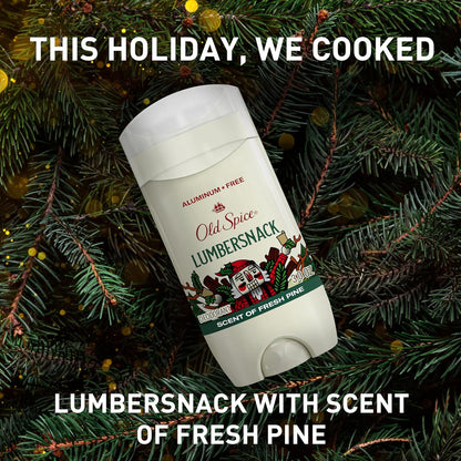 Old Spice Aluminum Free Deodorant for Men, Holidudes Limited Edition, 24/7 Holiday Freshness, Odor Protection, Stocking Stuffer, Lumbersnack with Fresh Pine Scent, 3.0 oz