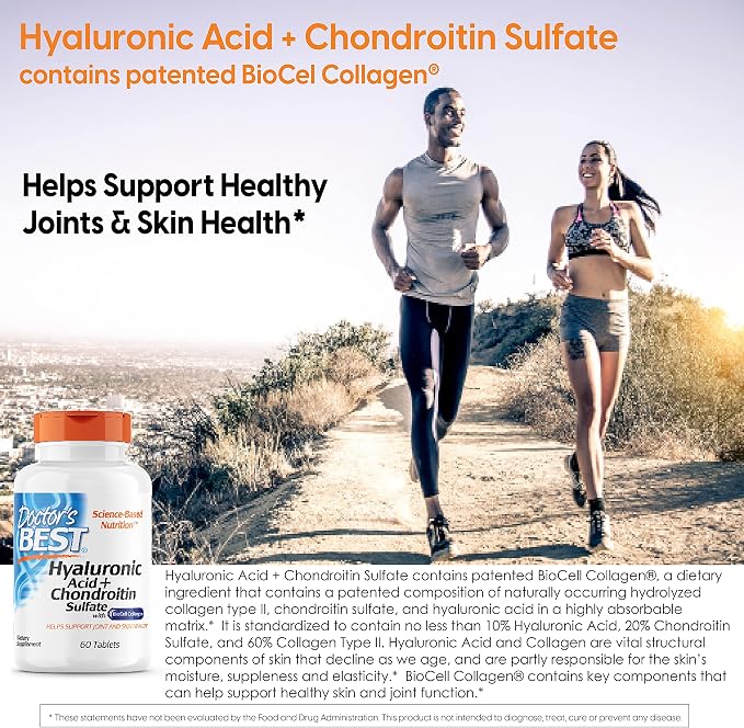 Doctor's Best Hyaluronic Acid with Chondroitin Sulfate, Non-GMO, 60 Tablets