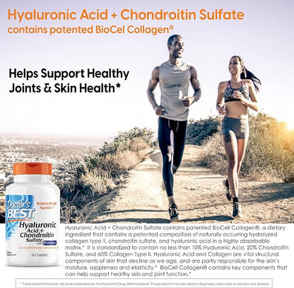Doctor's Best Hyaluronic Acid with Chondroitin Sulfate, Non-GMO, 60 Tablets