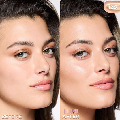 L'Oreal Paris Lumi Le Glow Skin Tint, Lightweight Water-Based Tinted Serum with Foundation-Like Coverage, Glow Illuminator, Neutral 120, 0.85 Fl Oz