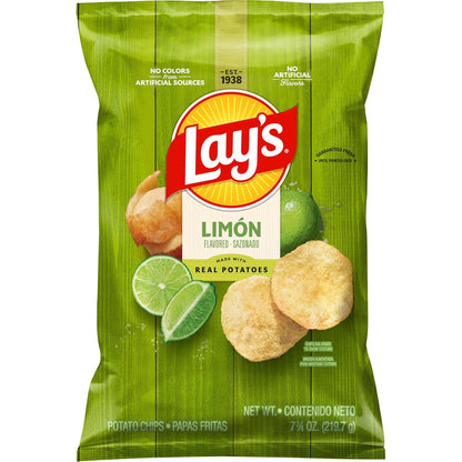 Lay's Potato Chips, Limon Flavored Snacks, 7.75oz Bag
