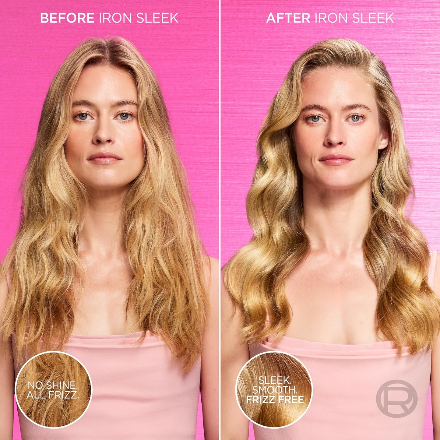L'Oreal Paris Sulfate Free Iron Sleek Smoothing Shampoo and Conditioner Set, Frizz Control and Humidity-Resistant Formula with Alpha-Acids, Suitable for Color-Treated Hair, EverPure, 13.6 Fl Oz Set