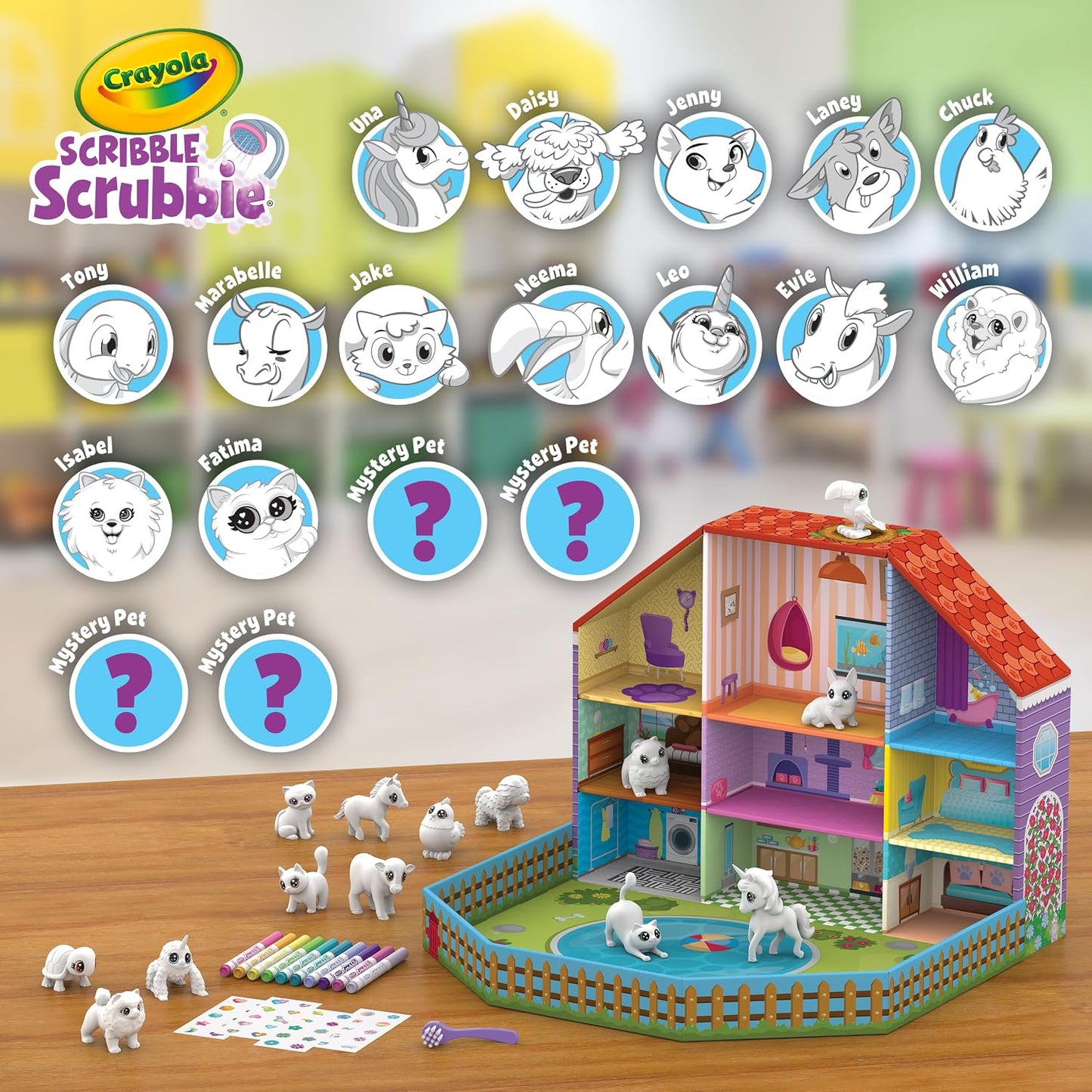 Crayola Scribble Scrubbie Pets Friendship Collection, 18 Pets & 10 Markers | Reusable Coloring Arts and Crafts, Screen Free Mystery Toys, Holiday & Birthday Gifts for Kids, Ages 3+