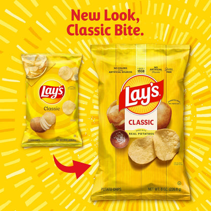 Lay's Classic Potato Chips Snacks, Gluten Free Chips, Party Size, 13oz Bag