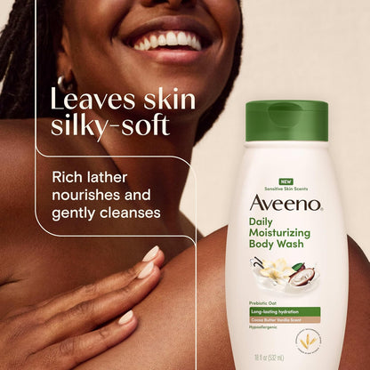 Aveeno Daily Moisturizing Body Wash, Cocoa Butter Vanilla, 18 fl. oz