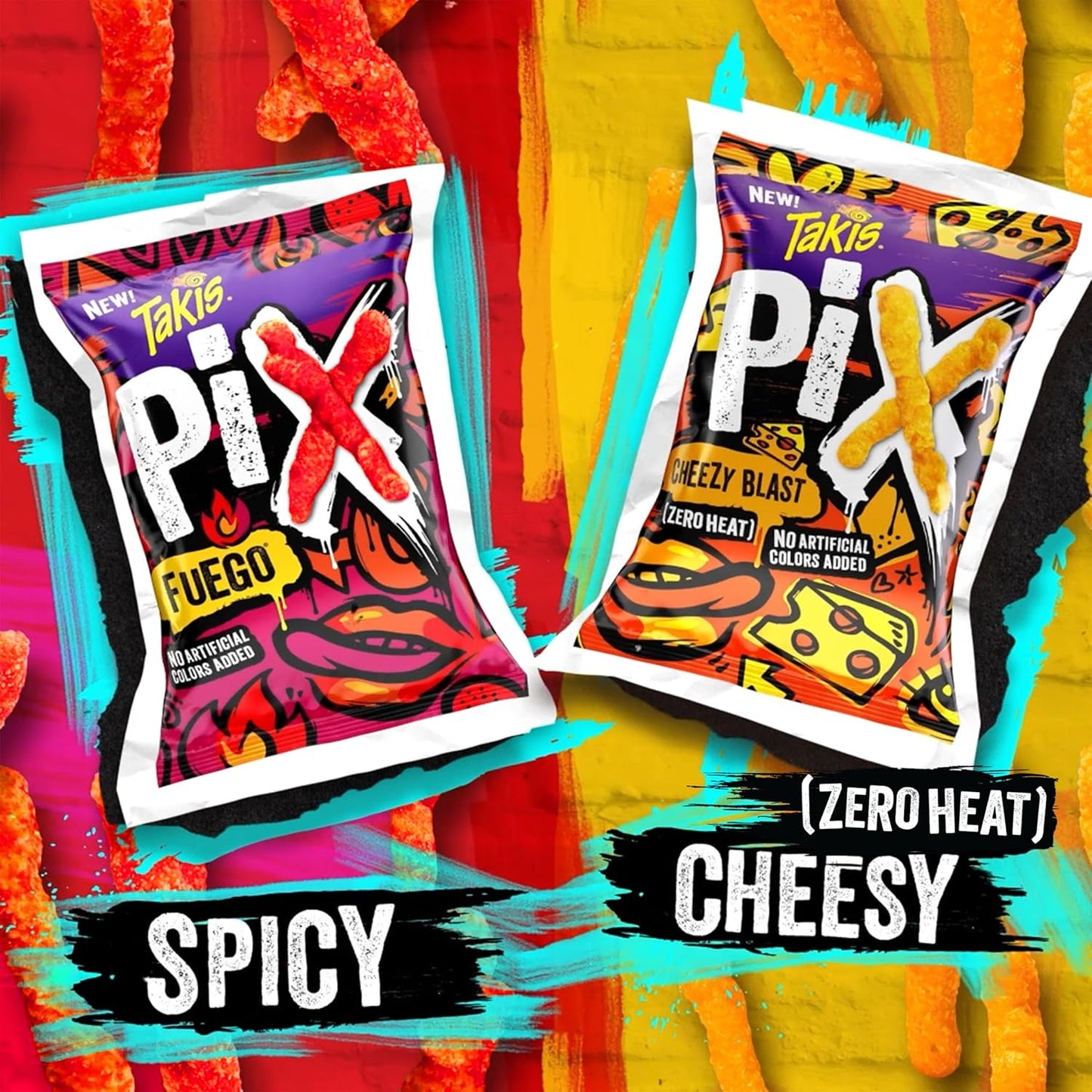 Takis Fuego Pix 2.875 oz Snack Size Bag, Hot Chili Pepper & Lime Flavored Extreme Spicy Snack (Pack of 4)