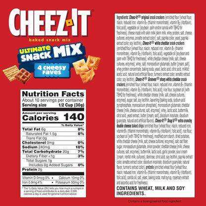 Cheez-It Ultimate Snack Mix, Salty Snacks, Pantry Size, 10.5oz Box (1 Box) (Pack of 2)