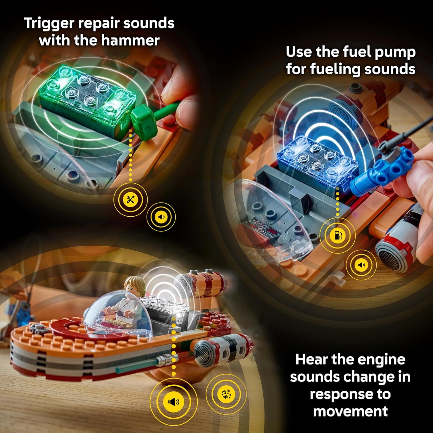 LEGO Star Wars SMART Play: Luke’s Landspeeder - Building Toy for Action Play - Compatible Set with a SMART Tag and 2 Minifigures - Gift for Boys, Girls and Kids Ages 6+ - 75420