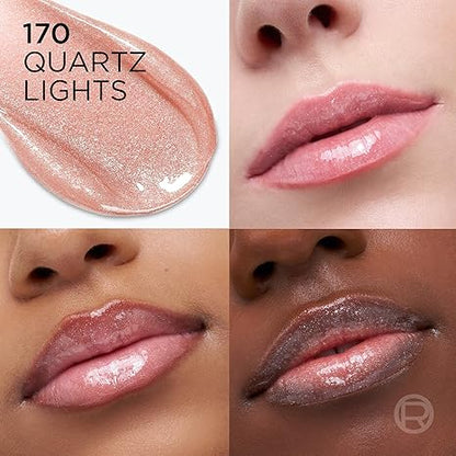 L'Oreal Paris Plump Ambition Hyaluron Lip Oil Shimmer, 24 HR Lip Gloss with Hyaluronic Acid, Volumizing Formula with Glass-Like Shine, Quartz Lights, 0.16 fl oz