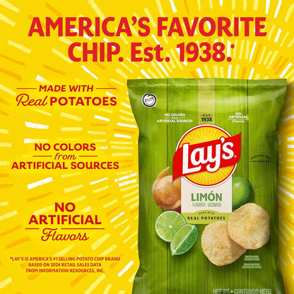 Lay's Potato Chips, Limon Flavored Snacks, 7.75oz Bag