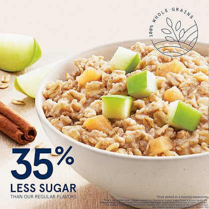 Quaker Instant Oatmeal Lower Sugar, 4 Flavor Variety Pack 44 Count (Pack of 1)