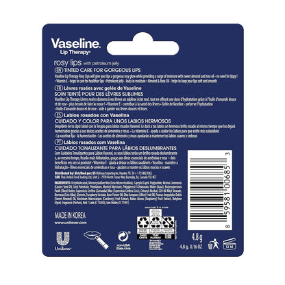 Vaseline Lip Therapy Care Rosy, Fast-Acting Nourishment, Ideal for Chapped, Dry, Cracked, or Damaged Lips, Lip Balm, 0.16 Oz Each (Pack of 20)