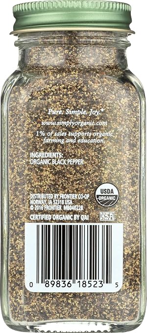 Simply Organic Black Pepper Medium Grind, 2.31 Oz