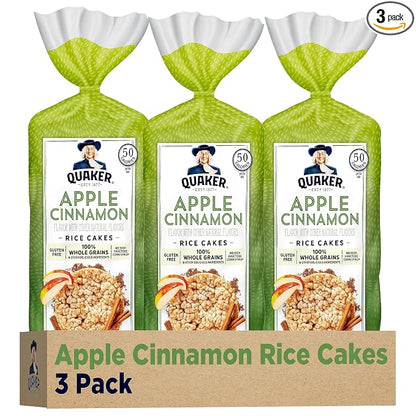 Quaker Large Rice Cakes, Apple Cinnamon, Pack of 3