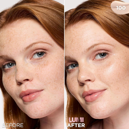 L'Oreal Paris Lumi Le Glow Tint Fluide Teinte, Lightweight Fluid Tint That Glow Like An Illuminator & Cover Like A Foundation, Cool/Froid 100, 0.84 Fl Oz