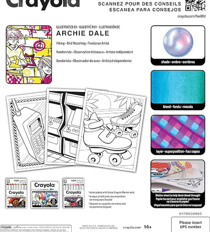 Crayola I Feel Old Adult Coloring Book, 32pg Nostalgic 90s & 00s Designs, Alcohol Marker Friendly Paper, Mindful ScreenFree Activity for Adults, Millenial Gifts