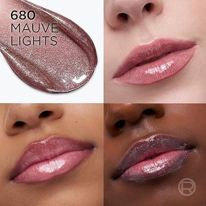 L'Oreal Paris Plump Ambition Hyaluron Lip Oil Shimmer, 24 HR Lip Gloss with Hyaluronic Acid, Volumizing Formula with Glass-Like Shine, Mauve Lights, 0.16 fl oz