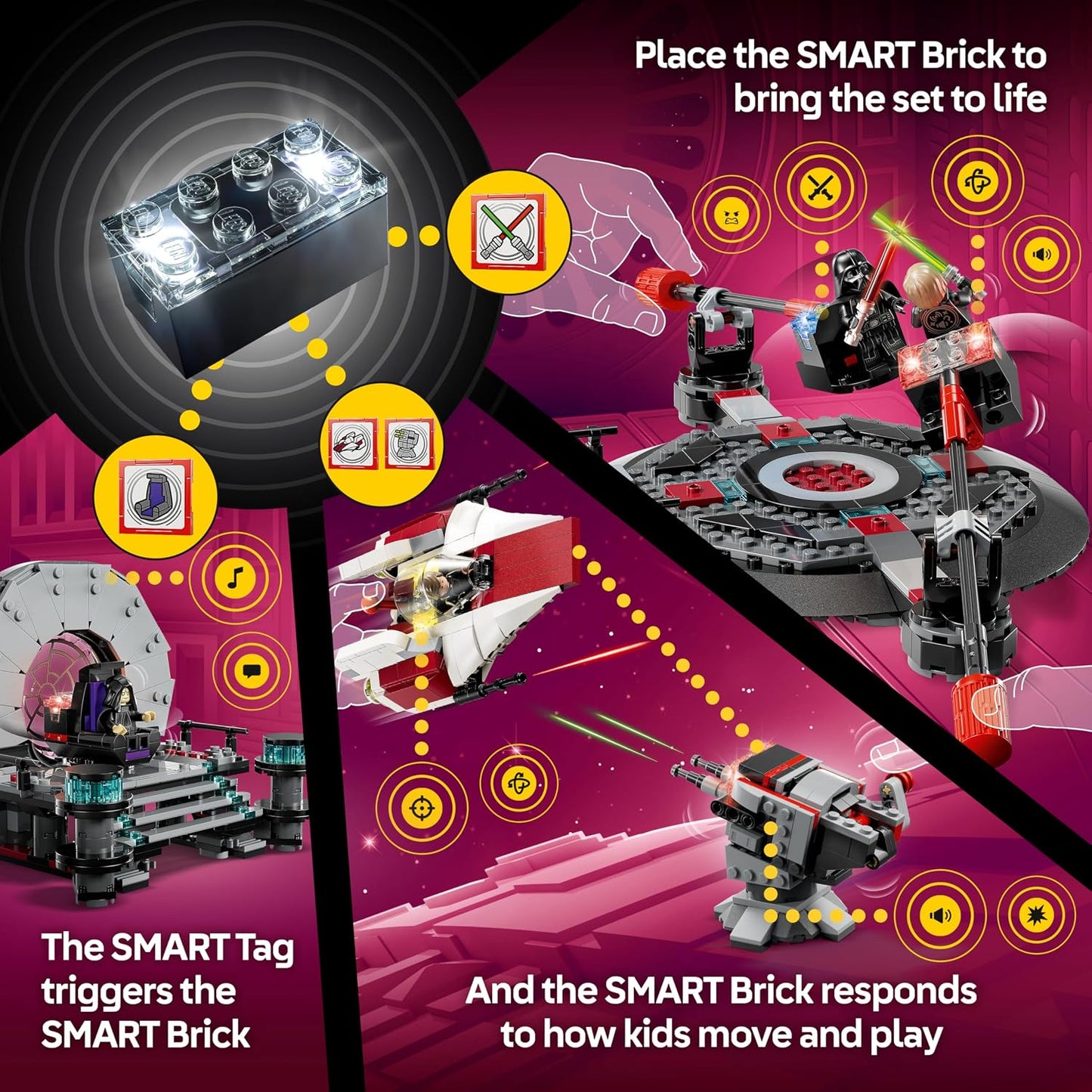 LEGO Star Wars SMART Play: Throne Room Duel & A-Wing Interactive Building Toy - All-in-One Set - Reacts to How You Move and Play with a SMART Brick - Gift for Boys, Girls and Kids Ages 9+ - 75427